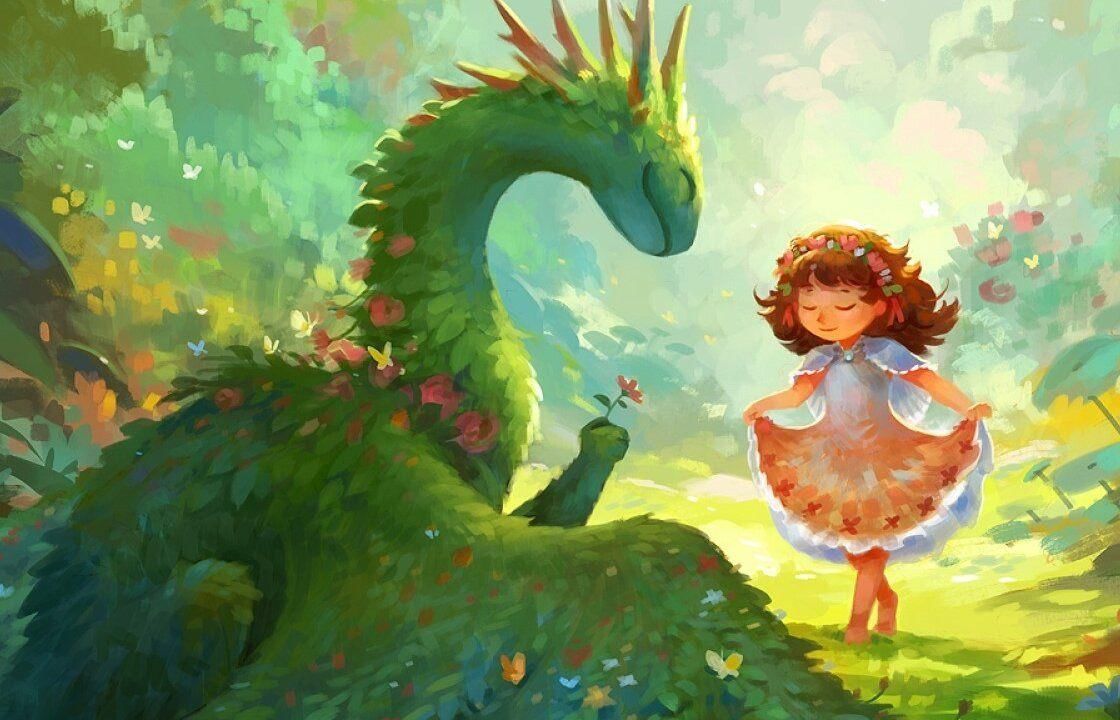 Маленькая девочка и дракон