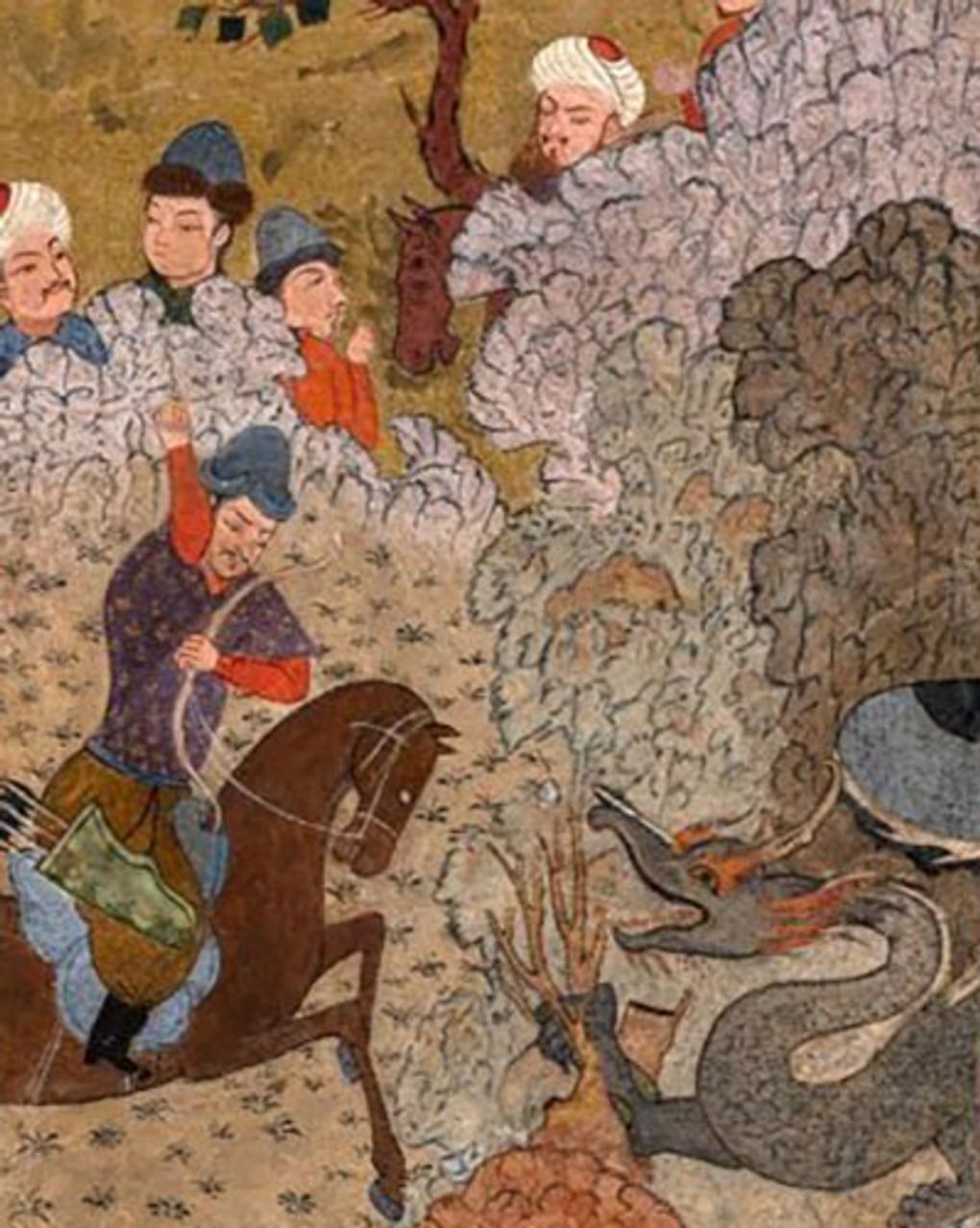 Неизвестный художник. Бой с драконом (фрагмент). XIX век. Государственный музей искусства народов Востока, Москва