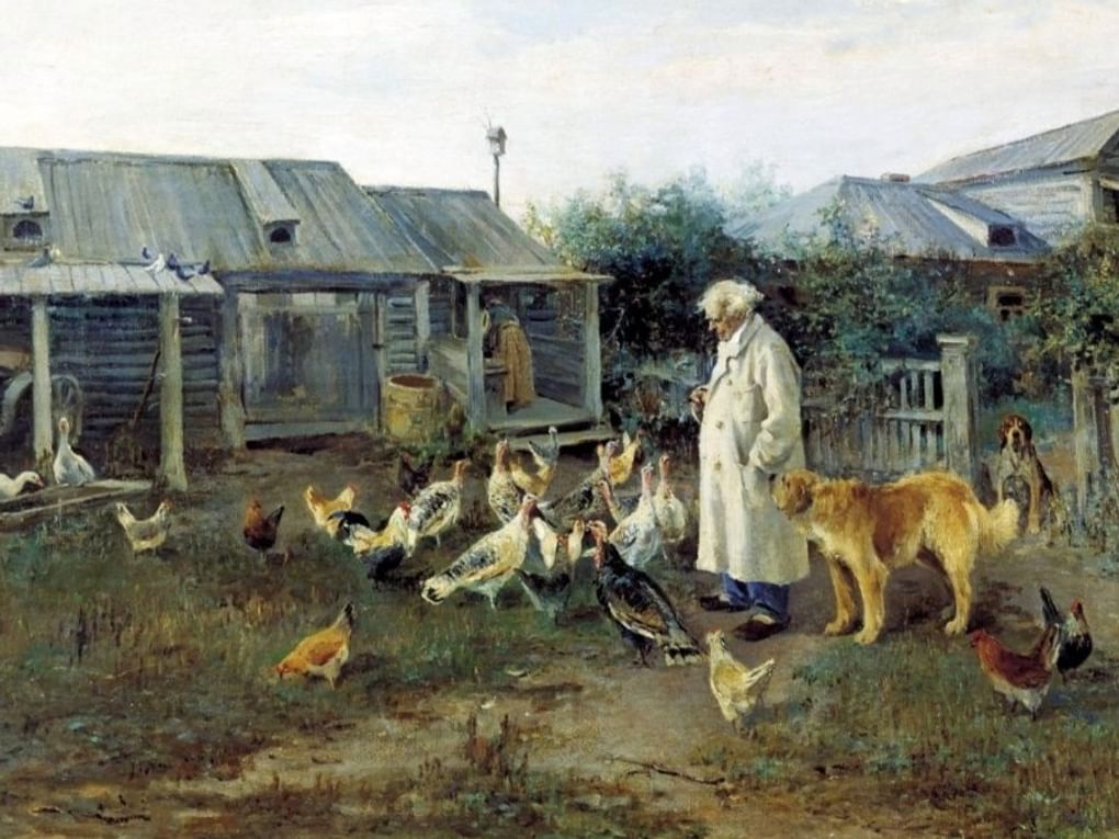 Алексей Степанов. Утренний привет (фрагмент). 1897. Псковский государственный объединенный историко-архитектурный и художественный музей-заповедник, Псков