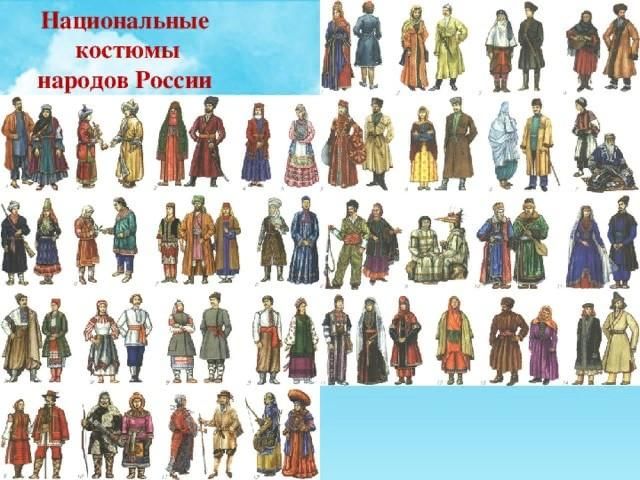 Народы россии в национальных костюмах картинки для детей с подписями