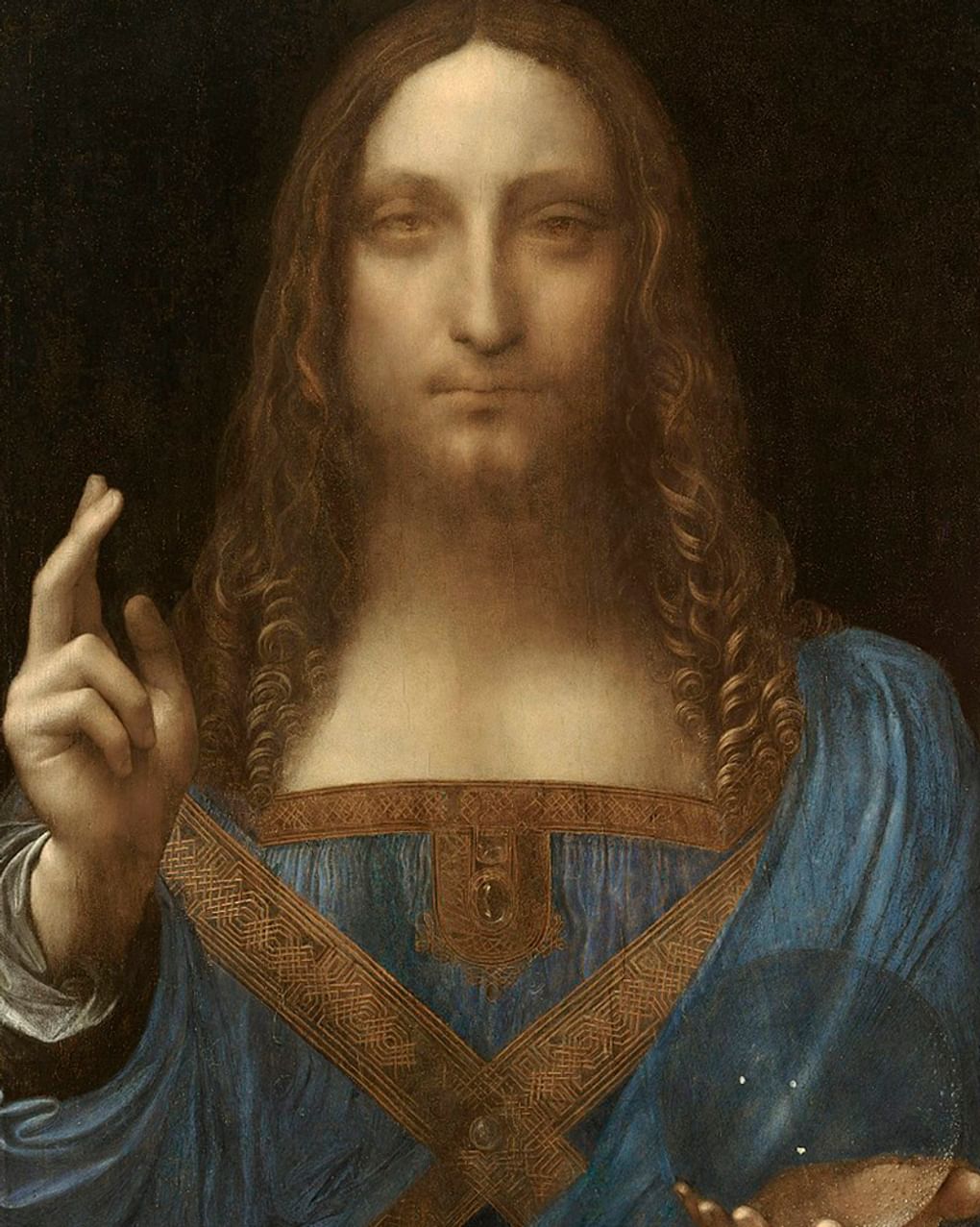 Леонардо да Винчи (?). Спаситель мира (фрагмент). Около 1499. Частное собрание
