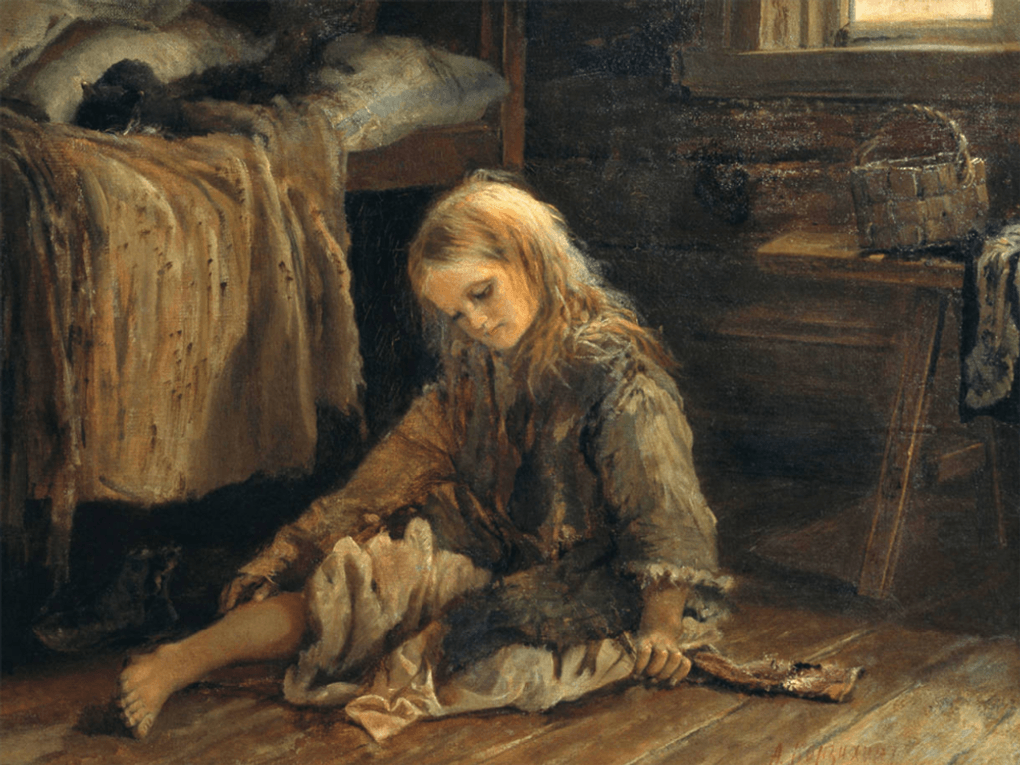 Алексей Корзухин. Девочка (фрагмент). 1877. Художественная галерея Рыбинского музея, Рыбинск, Ярославская область