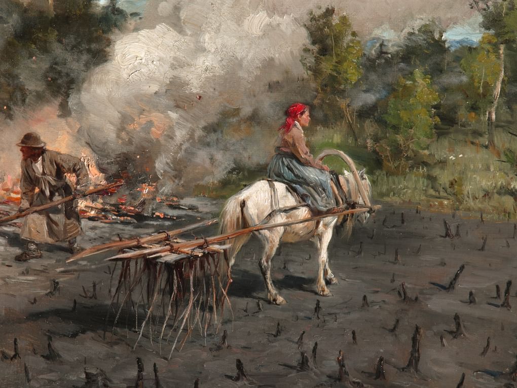 Илларион Прянишников. Приготовление почвы для посева льна в Вологодской губернии (фрагмент). Вторая половина 1880-х. Государственная Третьяковская галерея, Москва