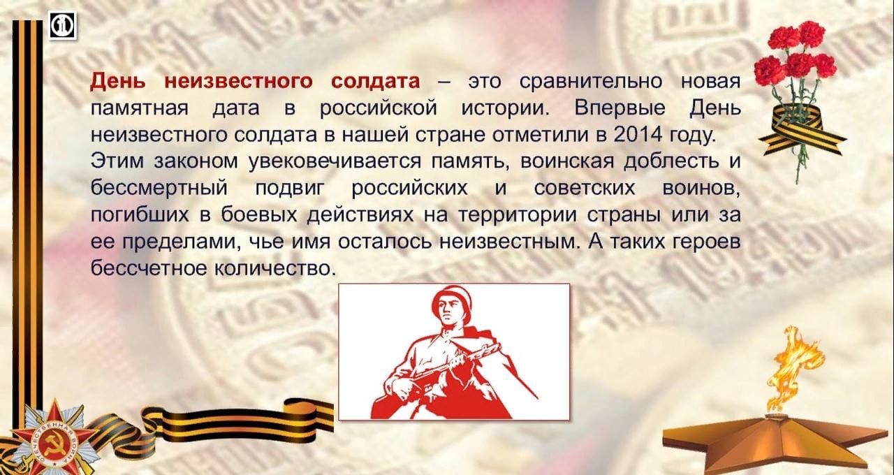 3 декабря день неизвестного солдата