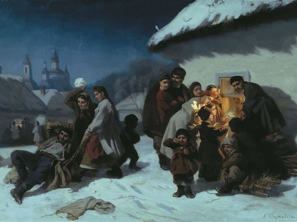 Константин Трутовский. Колядки в Малороссии (фрагмент). 1800-е. Государственный Русский музей, Санкт-Петербург