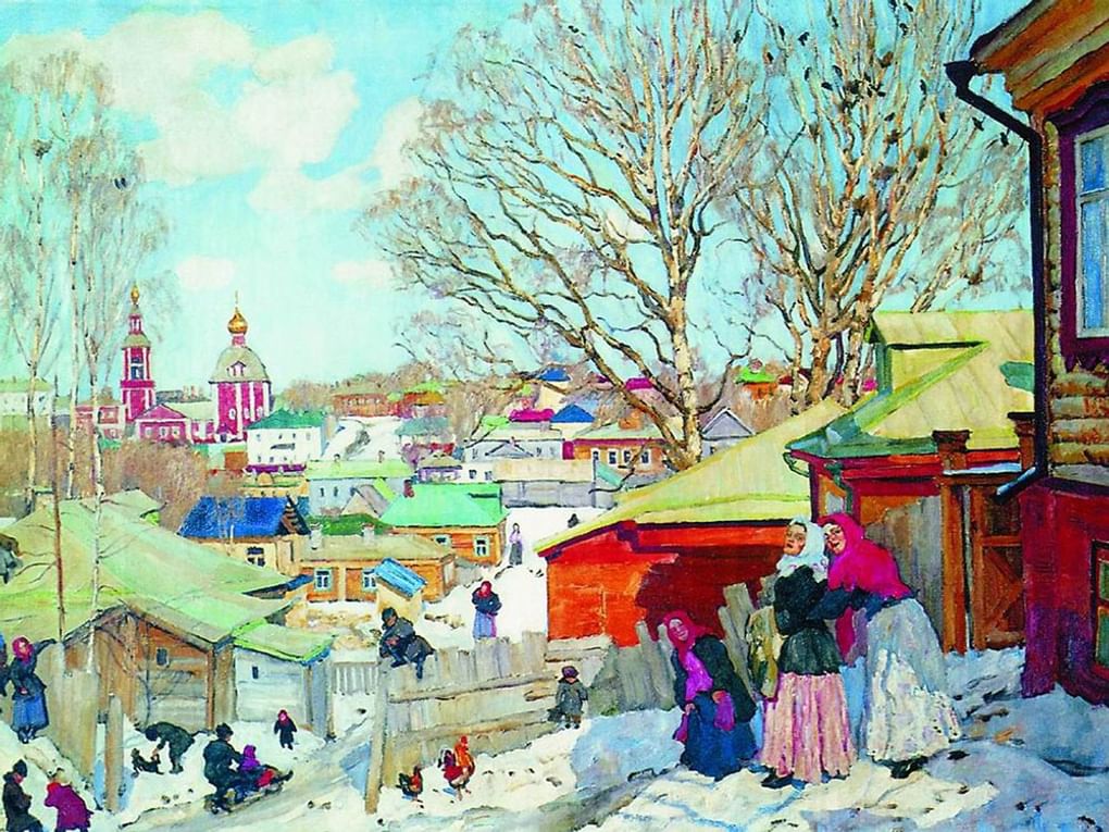 Константин Юон. Весенний солнечный день (фрагмент). 1910. Государственный Русский музей, Санкт-Петербург