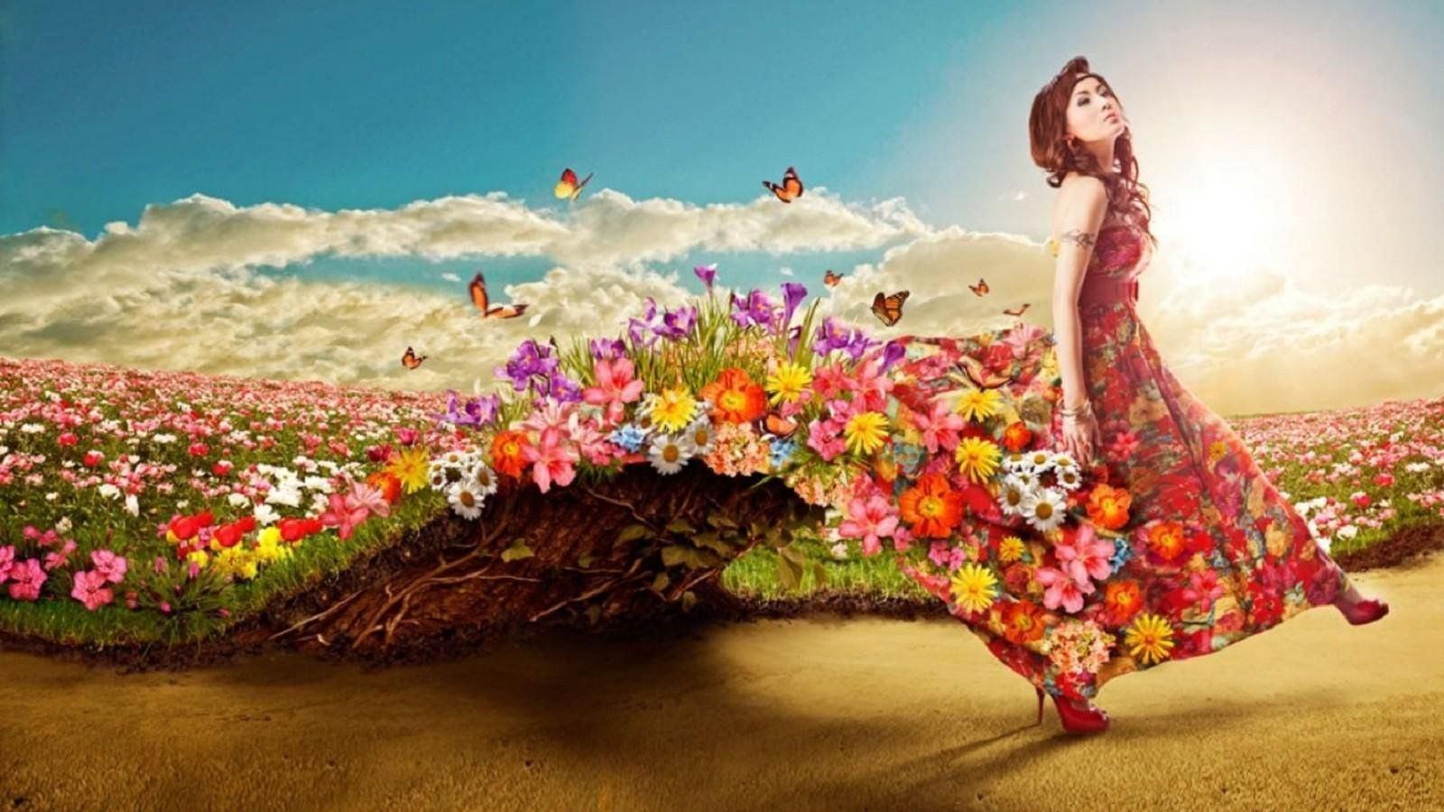 Лето в мире людей. Девушка в цветах. Женщина в море цветов.