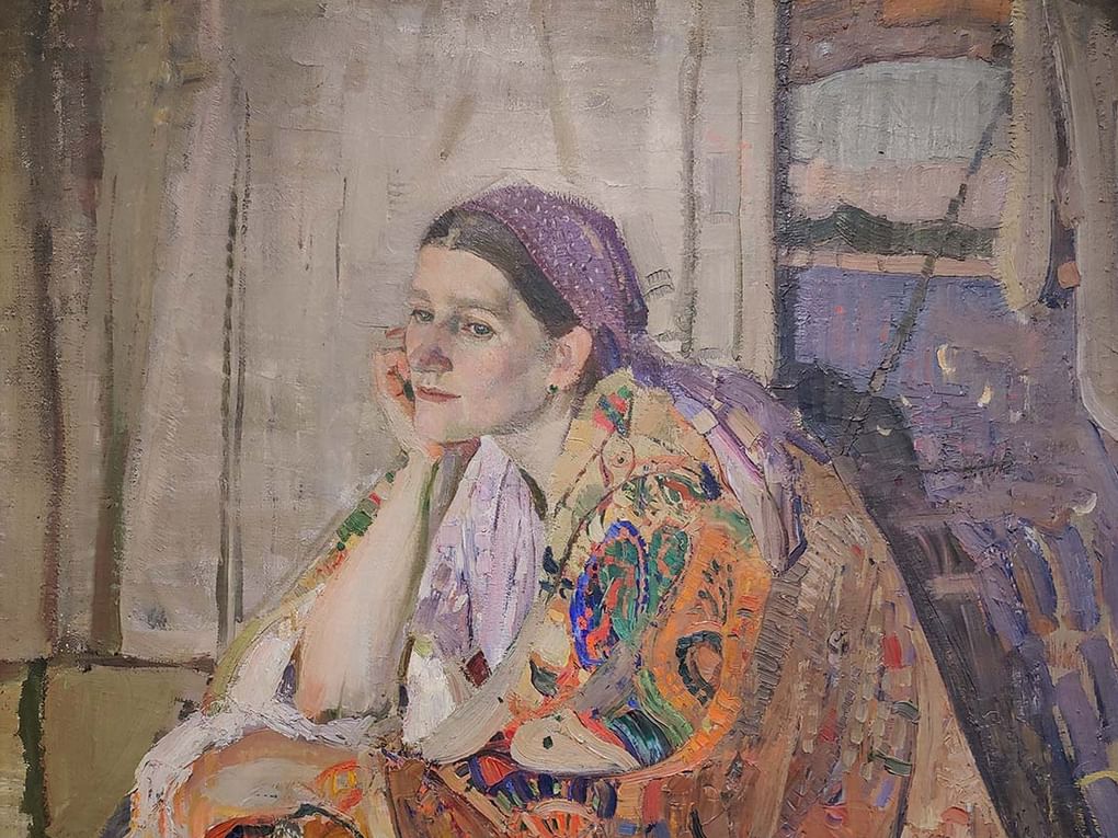Александр Савинов. Женщина в пестром платке (фрагмент). Около 1907. Государственный Русский музей, Санкт-Петербург