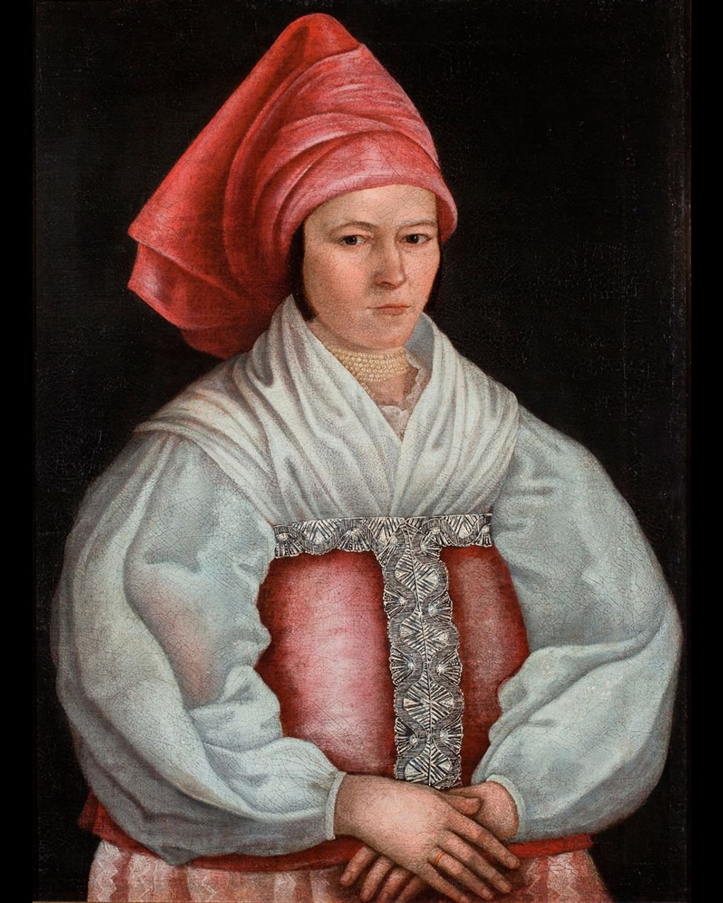 Неизвестный художник. Портрет купчихи в розовом головном платке. 1790-е. Филиал Исторического музея в Туле, Тула