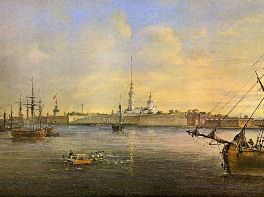 Василий Садовников. Вид Невы и Петропавловской крепости (фрагмент). 1847. Государственный Эрмитаж, Санкт-Петербург