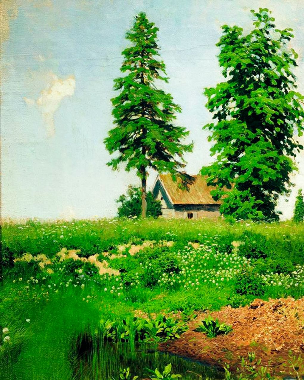 Исаак Левитан. Избушка на лугу (фрагмент). 1885. Костромской государственный объединенный художественный музей, Кострома