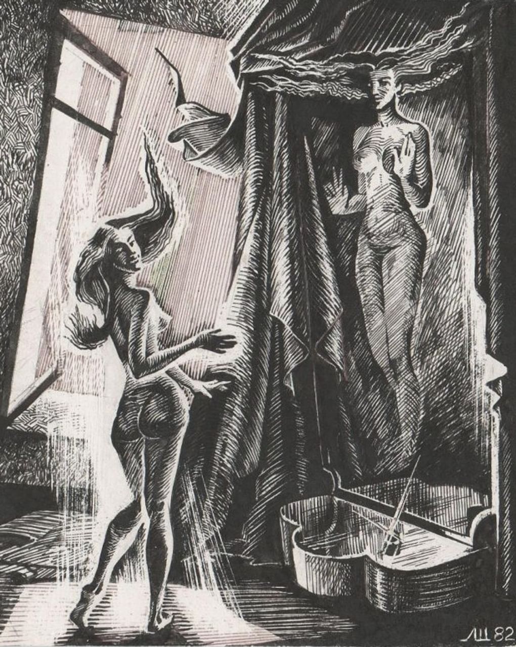 Елена Щедрина-Шергалина. Волшебная мазь. Иллюстрация к роману Михаила Булгакова «Мастер и Маргарита». 1982. Музей Михаила Булгакова, Москва