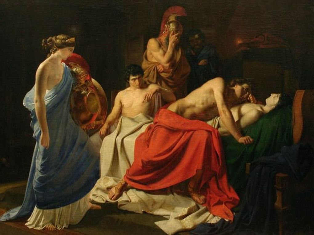 Николай Ге. Ахиллес оплакивает Патрокла (фрагмент). 1855. Национальный музей «Киевская картинная галерея», Киев, Украина