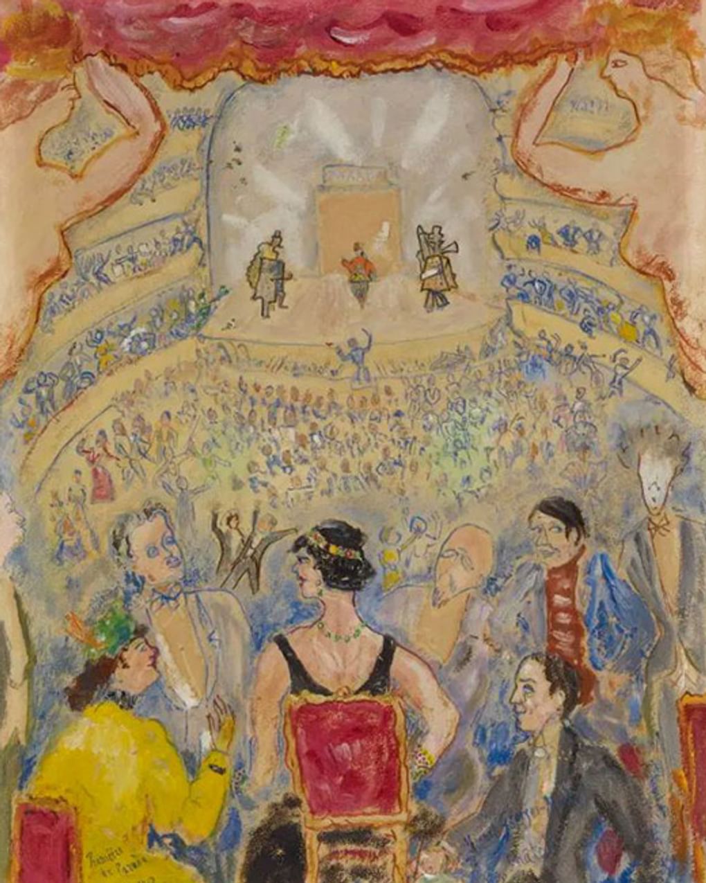 Жорж Мишель. Открытие балета «Парад» в Париже (фрагмент). 1917. Музей изобразительных искусств (Почетного легиона), Сан-Франциско, США