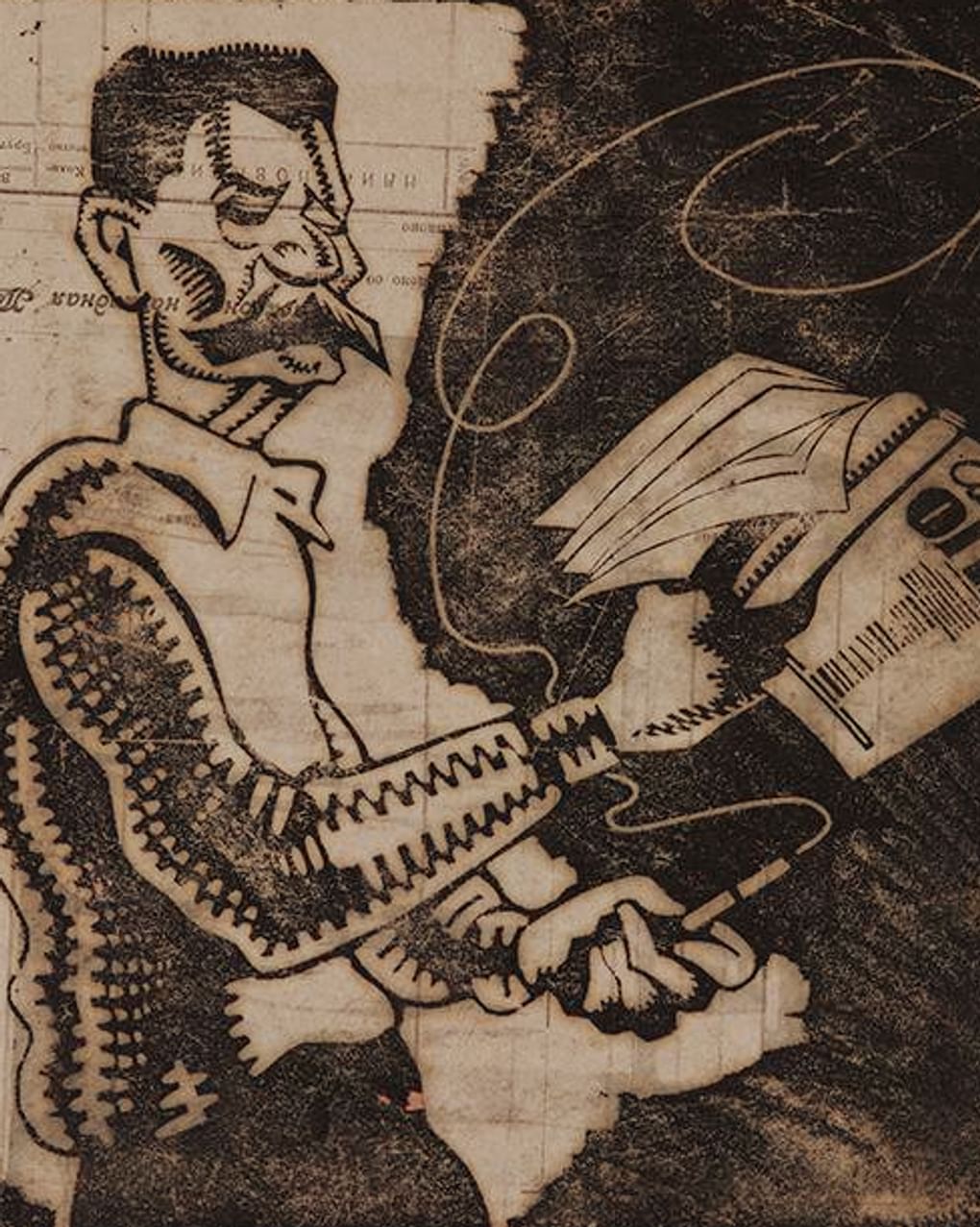 Александр Заковряшин. Дружеский шарж на Максима Горького (фрагмент). 1933. Новосибирский государственный художественный музей, Новосибирск