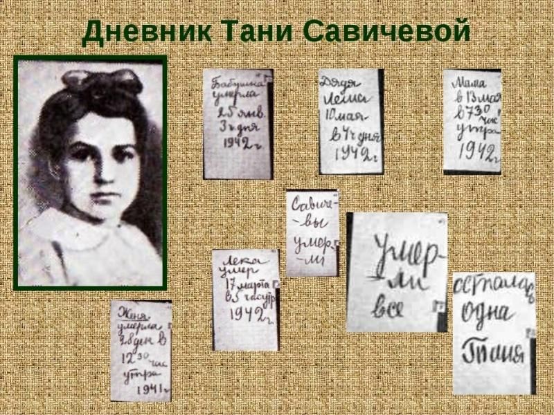 Дневник тани савичевой рисунок