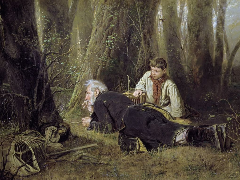 Василий Перов. Птицелов (фрагмент). 1870. Государственная Третьяковская галерея, Москва