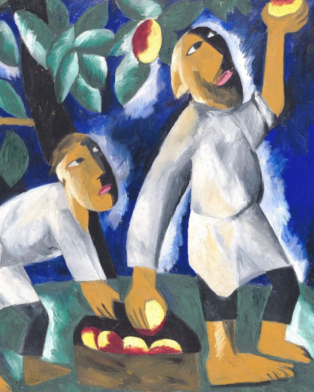 Наталия Гончарова. Крестьяне, собирающие яблоки. 1911. Государственная Третьяковская галерея, Москва
