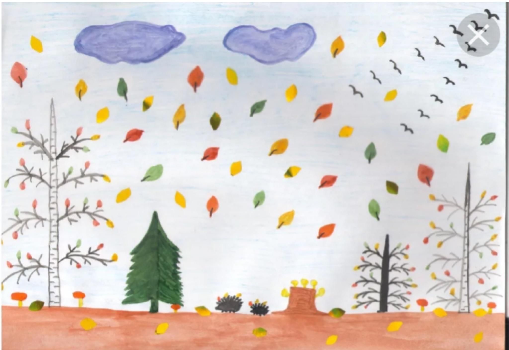 Осень карандашом для детей