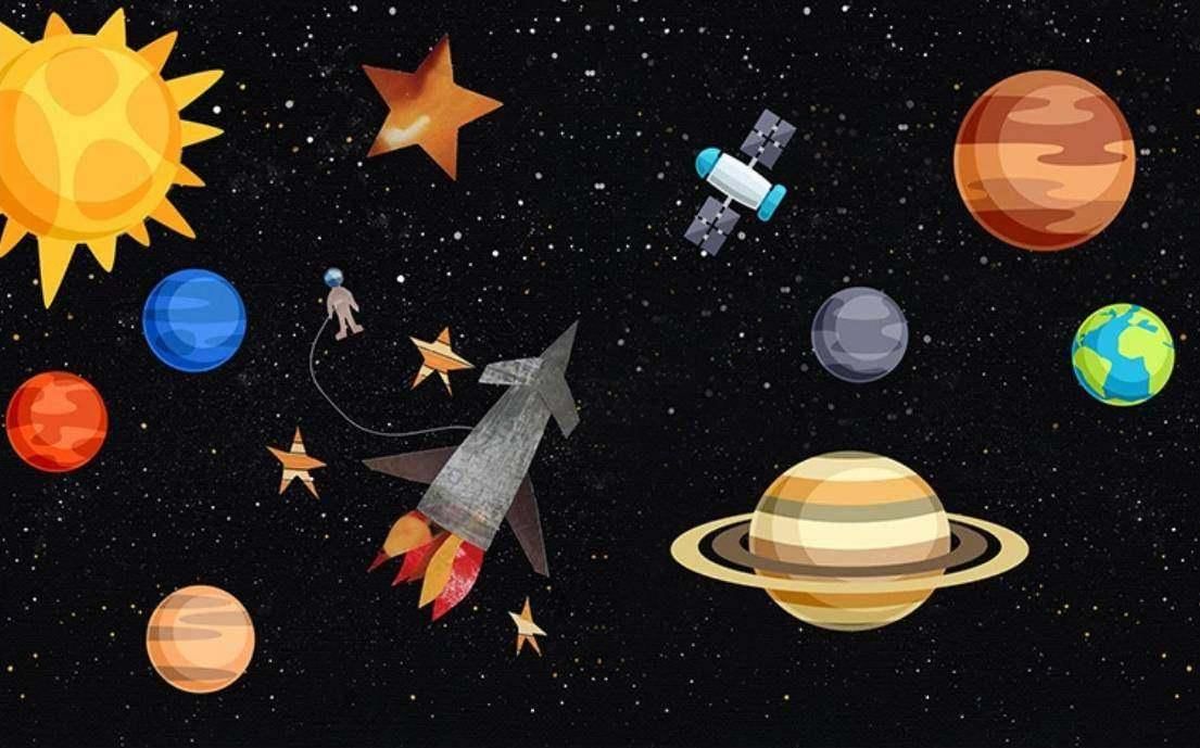 Видео на тему космос для дошкольников. Космос детские картинки. Космос детские картинки для оформления. Фотообои для детей со звездами. Космос простые картинки