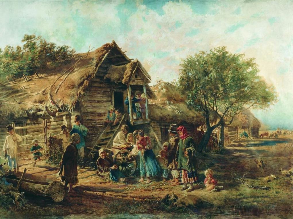 Константин Маковский. После базара (Деревенская сцена) (фрагмент). 1876. Иркутский областной художественный музей имени В.П. Сукачева, Иркутск