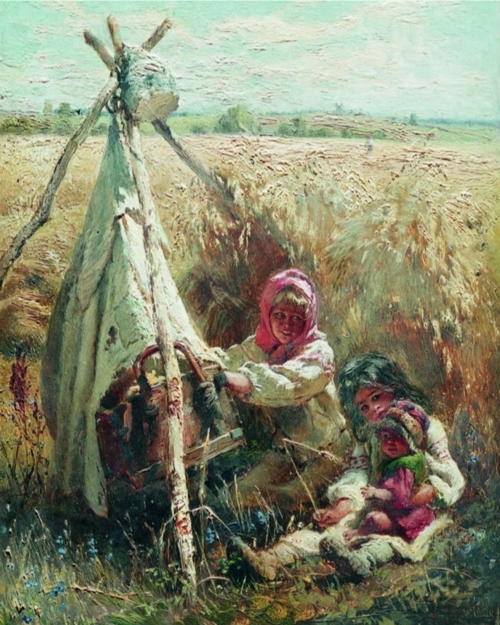 Константин Маковский. Дети в поле. 1870-е. Частное собрание