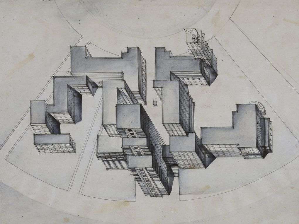 Алексей Щусев. Дом Госпромышленности. Харьков. Аксонометрия. 1925