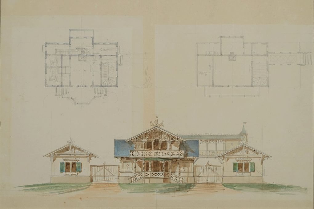 Николай Бенуа. Жилой дом и караульня на даче Д.Н. Шереметева в Ульянке. 1866-1868. Фотография: <a href="https://commons.wikimedia.org/w/index.php?curid=64331348" target="_blank" rel="noopener">commons.wikimedia</a> / Public Domain