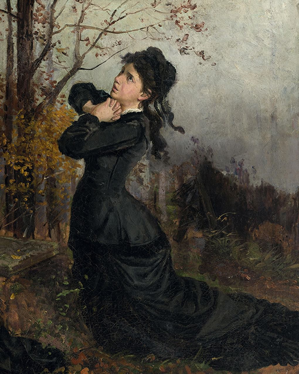 Николай Чехов. Молодая вдова на могиле мужа (фрагмент). 1878. Государственный музей истории российской литературы им. В.И. Даля (Государственный литературный музей), Москва