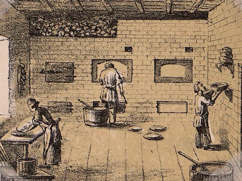 Нестор Теребенев. Пекарня (фрагмент). 1865. Государственный исторический музей, Москва