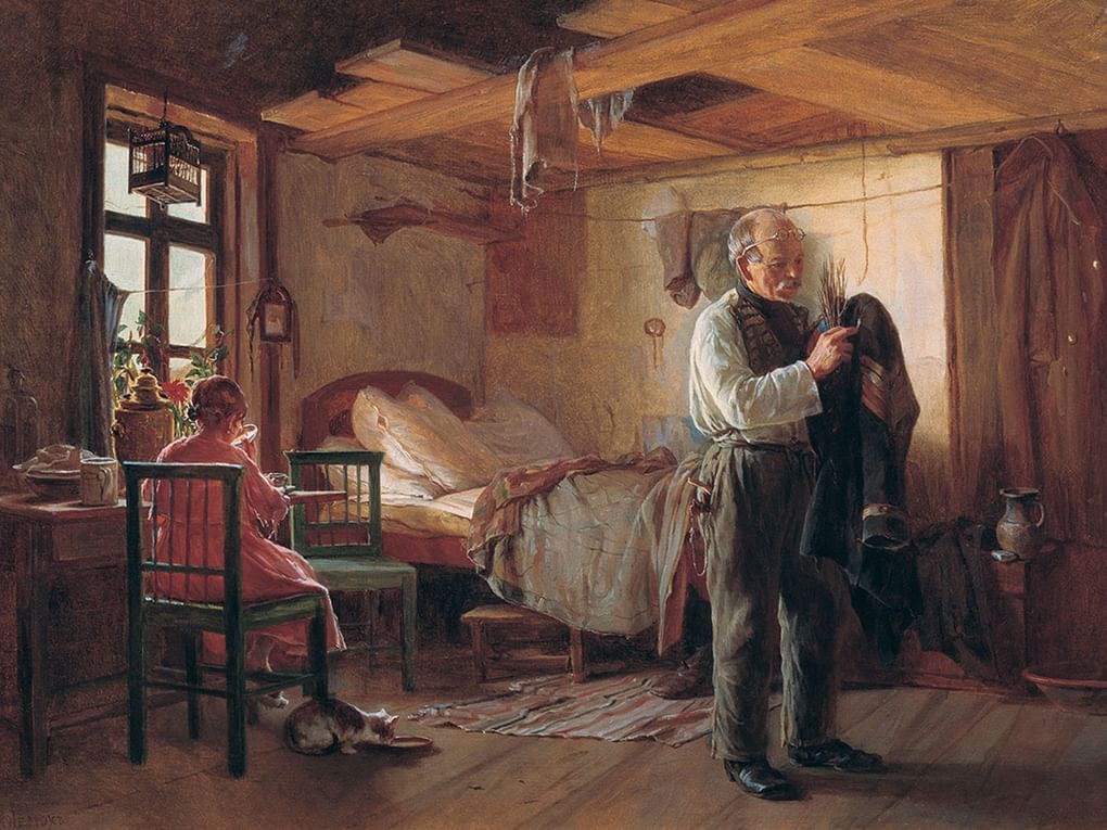 Карл Лемох. Утро в швейцарской (фрагмент). 1874. Государственная Третьяковская галерея, Москва