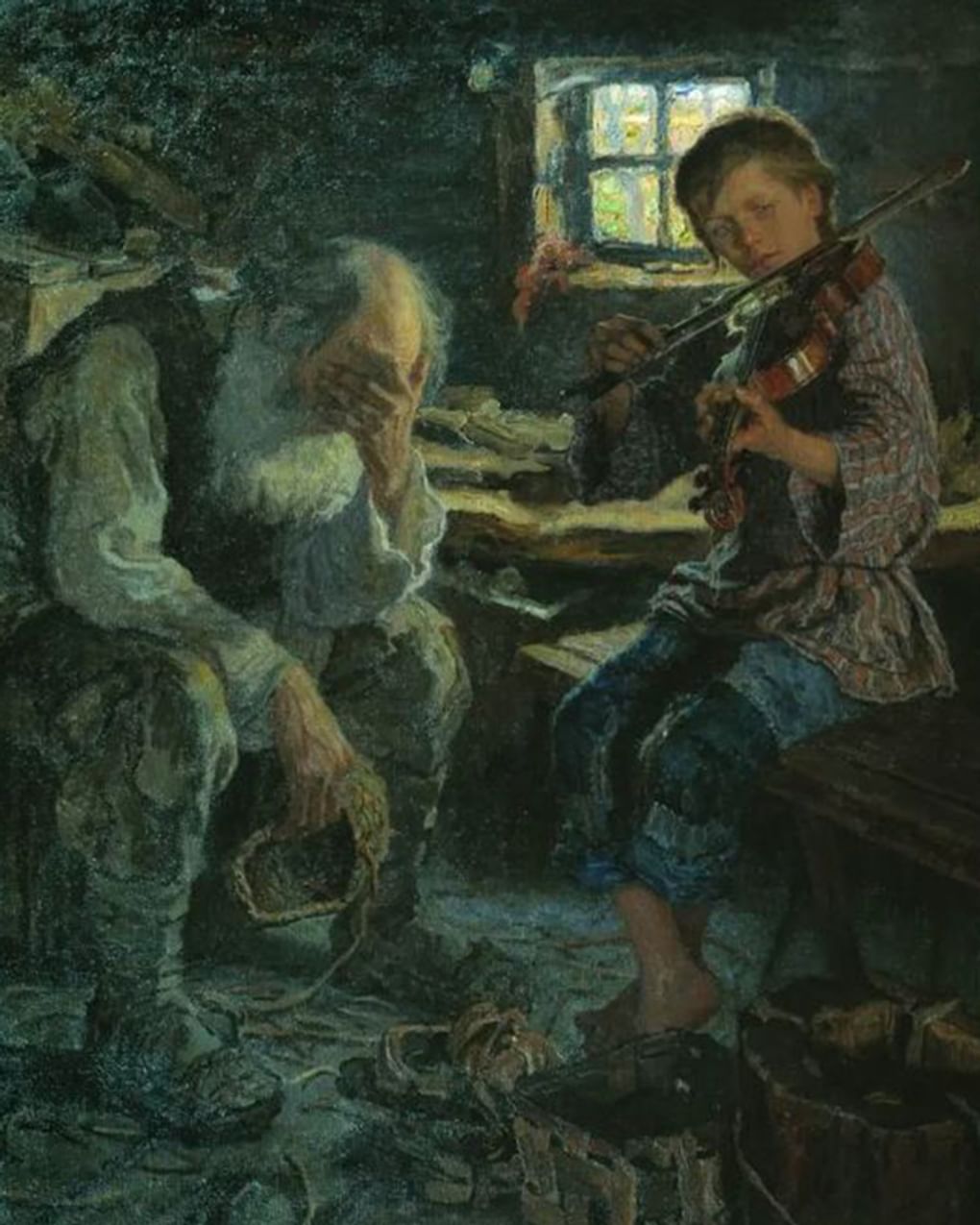 Николай Богданов-Бельский. Талант и поклонник (фрагмент). 	1906. Государственное музейное объединение «Художественная культура Русского Севера», Архангельск
