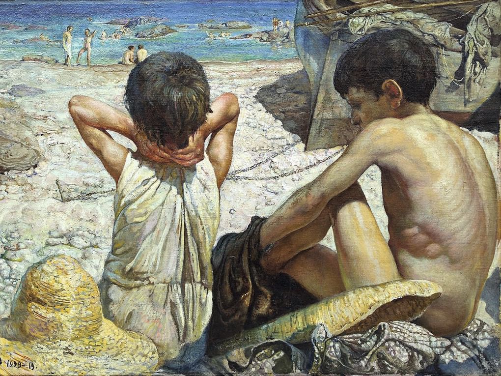 Исаак Бродский. Дети на берегу моря (фрагмент). 1909–1919. Ярославский художественный музей, Ярославль