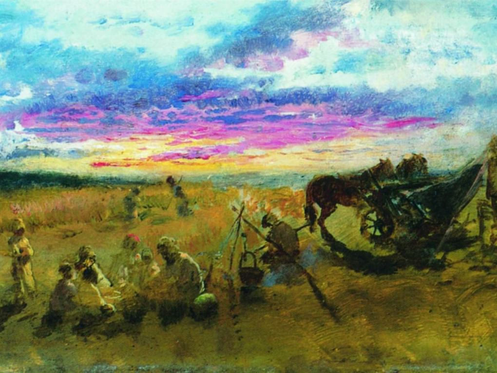 Константин Маковский. У костра. Качановка (фрагмент). 1888. Частное собрание