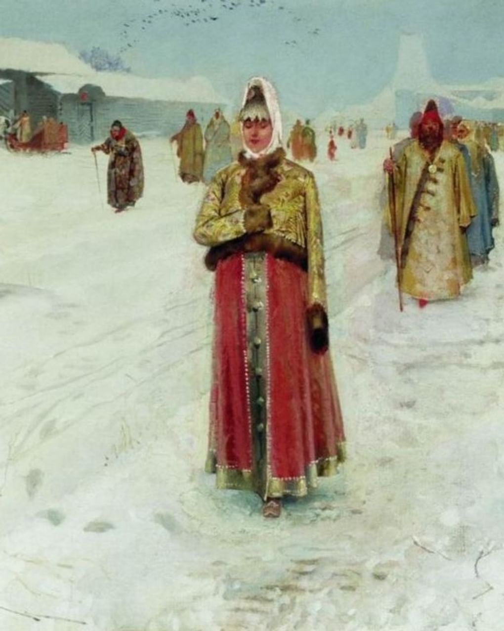 Андрей Рябушкин. Воскресный день (фрагмент). 1889. Новгородский государственный объединенный музей-заповедник, Великий Новгород