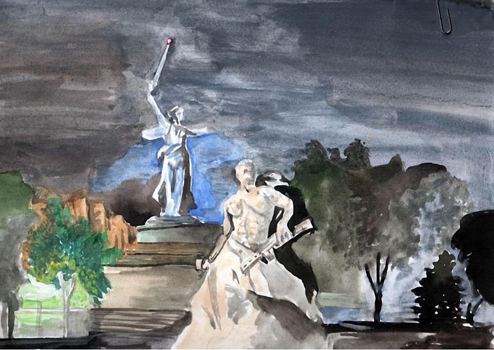 Как нарисовать мамаев курган карандашом