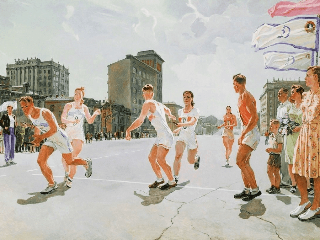 Александр Дейнека. Эстафета (фрагмент). 1947. Государственная Третьяковская галерея, Москва
