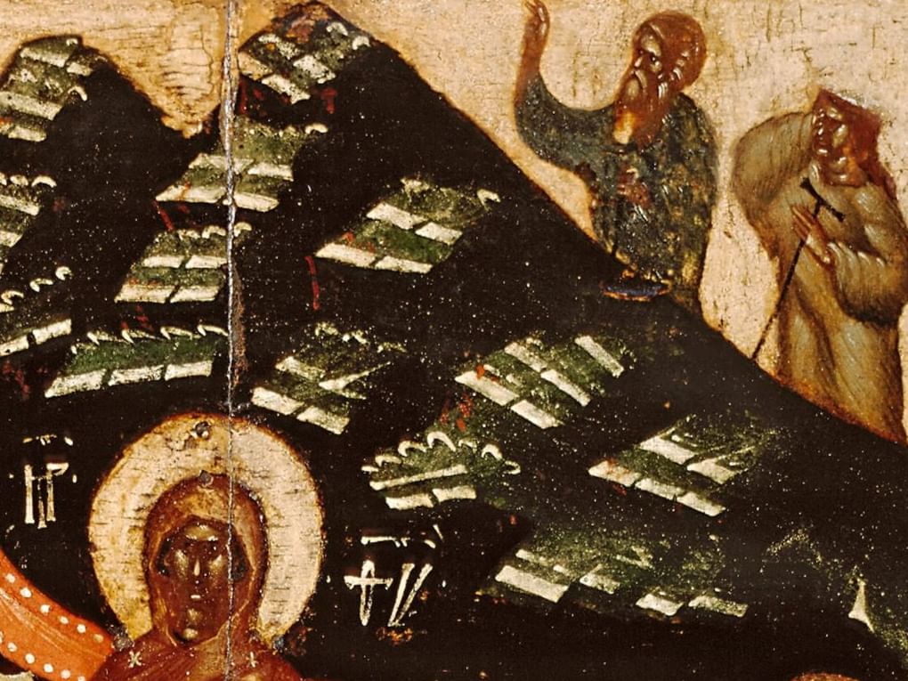 Собор Богоматери (фрагмент). Конец XIV - начало XV века. Государственная Третьяковская галерея, Москва