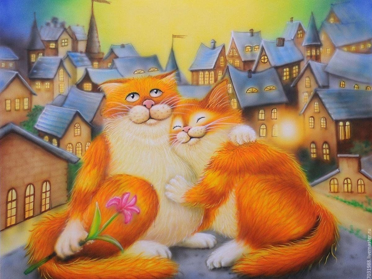 рисованные картинки рыжих котов