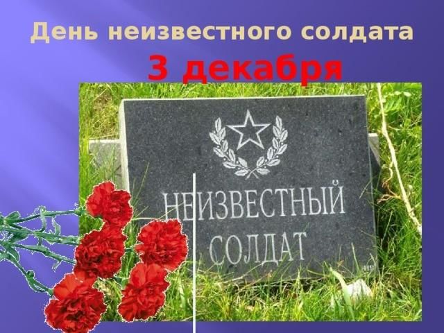День неизвестного солдата мероприятия презентация