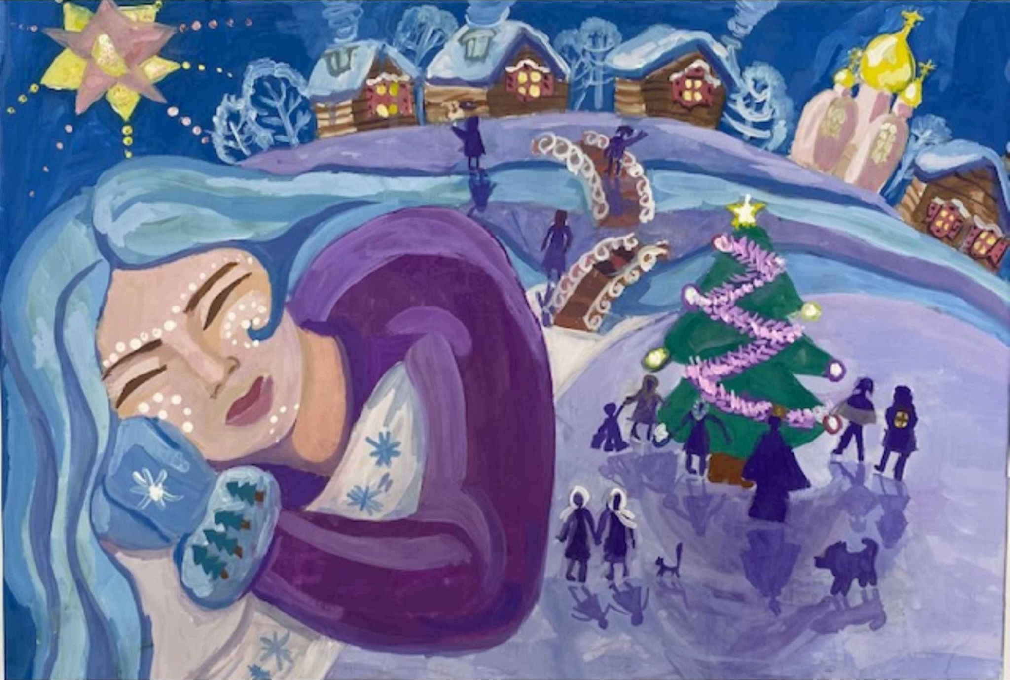 Рисунок на тему зимние фантазии в садик