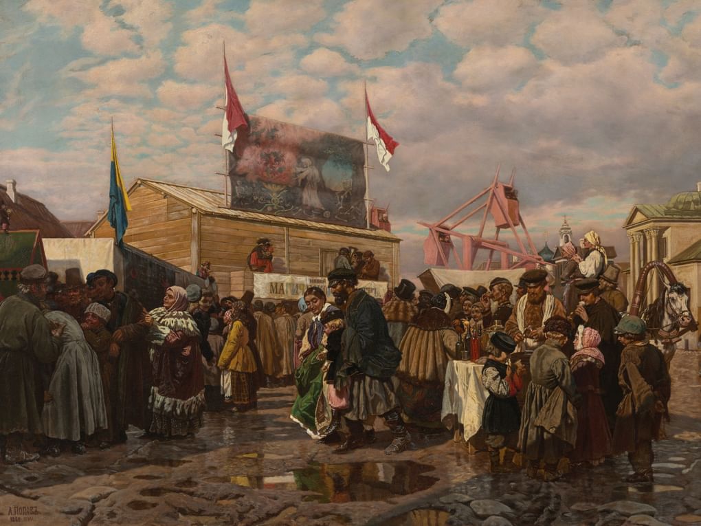 Андрей Попов. Балаганы в Туле на Святой неделе (фрагмент). 1868. Государственная Третьяковская галерея, Москва