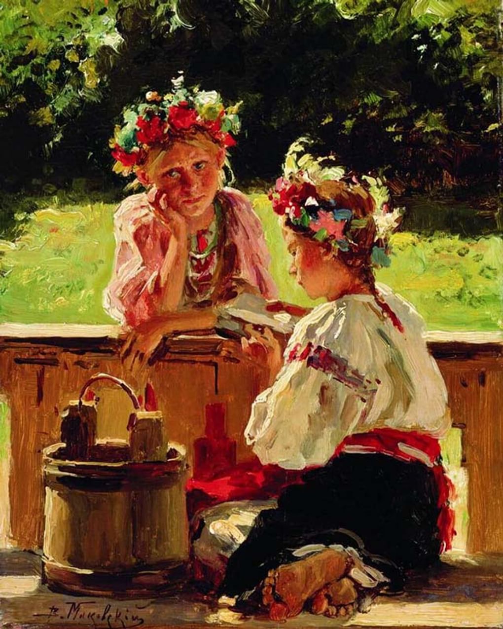 Владимир Маковский. Девушки, освещенные солнцем (фрагмент). 1901. Астраханская галерея им. П.М. Догадина, Астрахань