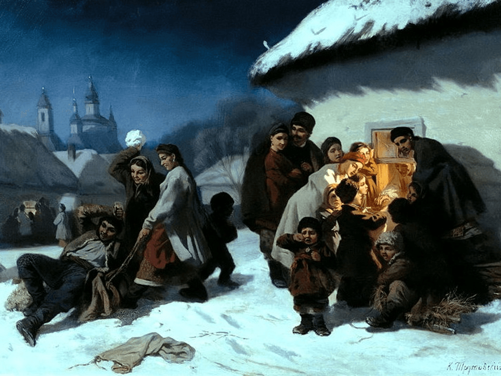 Константин Трутовский. Колядки в Малороссии (фрагмент). До 1864. Государственный Русский музей, Санкт-Петербург