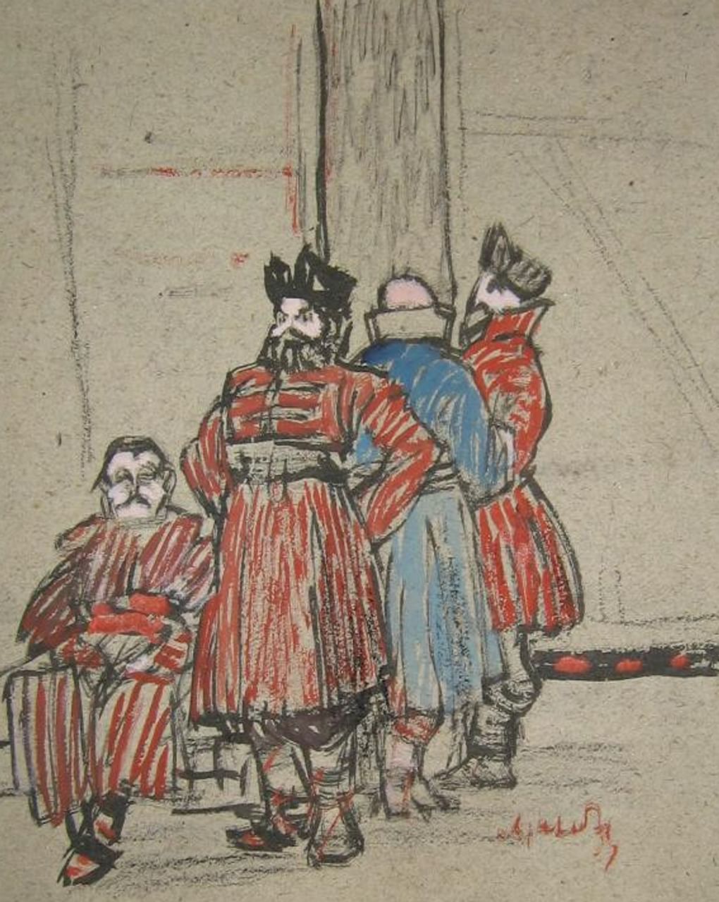 Иван Малютин. Опричники. Начало 1910-х. Государственный центральный театральный музей им. А.А. Бахрушина, Москва