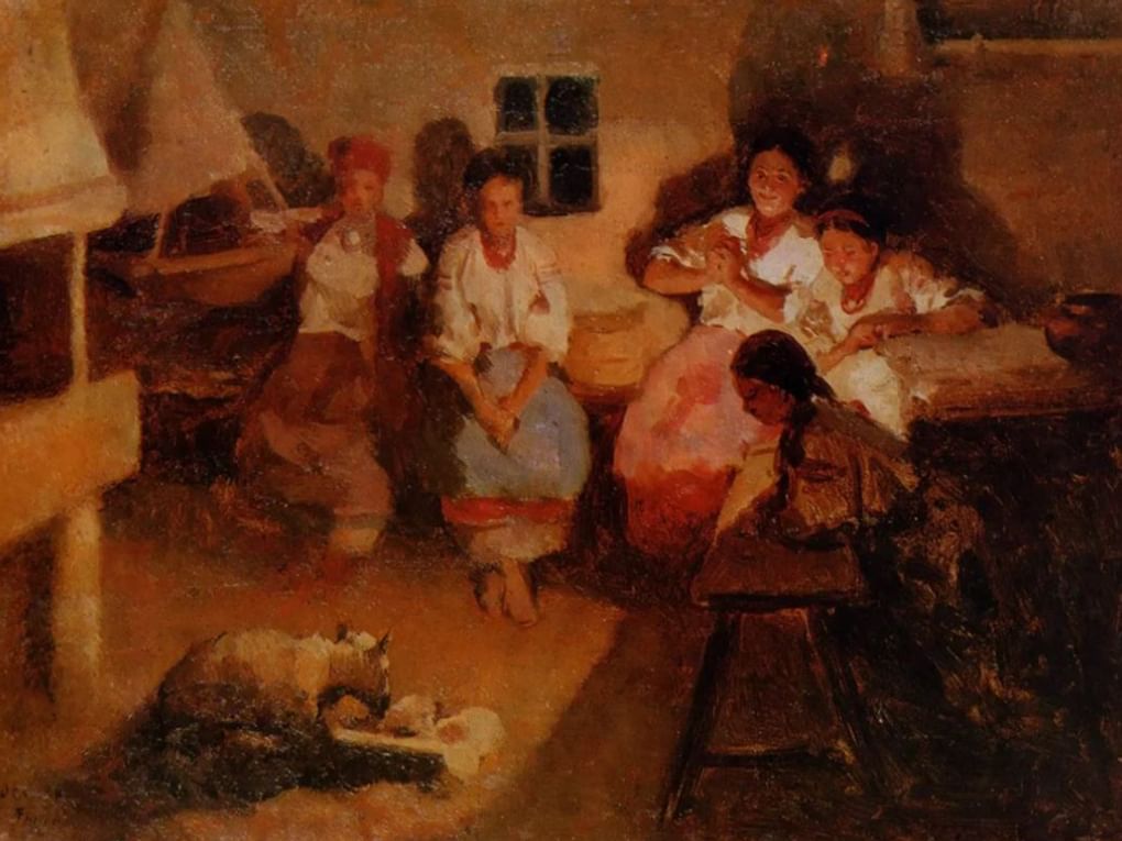 Николай Пимоненко. Девушки гадают (фрагмент). 1893. Национальный художественный музей Украины, Киев, Украина
