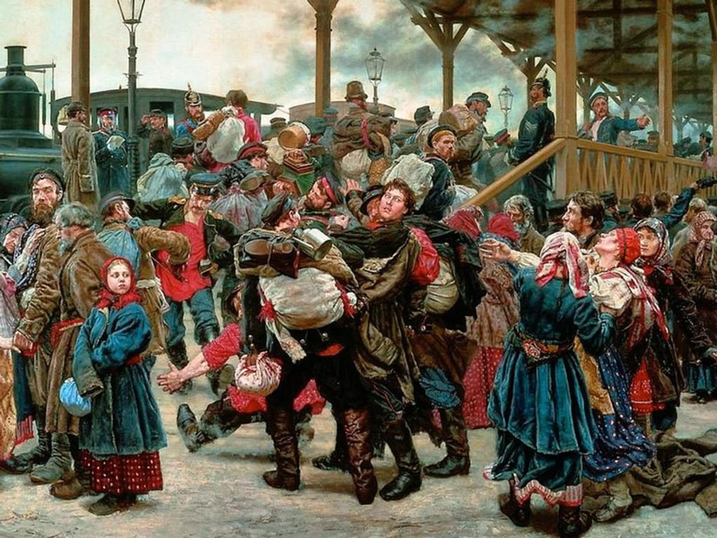 Константин Савицкий. На войну (фрагмент). 1888. Государственный Русский музей, Санкт-Петербург