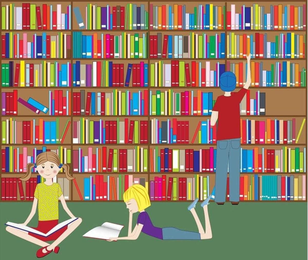 Книжные библиотеки читателей. Дети в библиотеке. Библиотека рисунок. Библиотека картинки для детей.