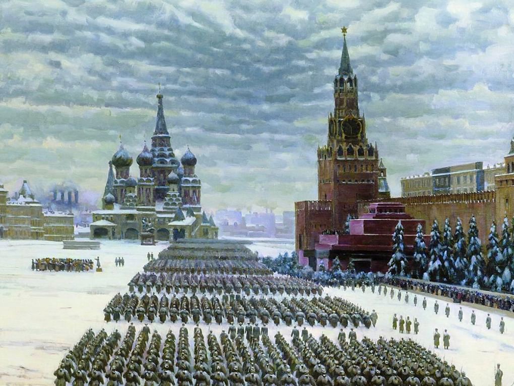 Константин Юон. Парад Красной Армии (фрагмент). 1923. Государственная Третьяковская галерея, Москва