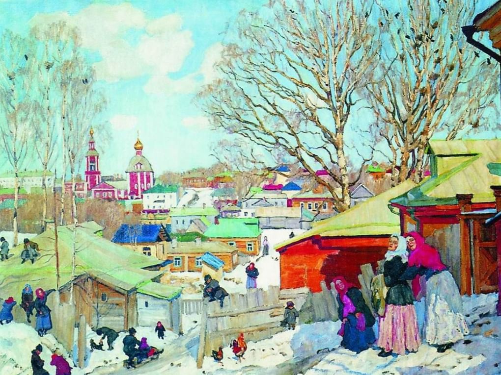 Константин Юон. Весенний солнечный день (фрагмент). 1910. Государственный Русский музей, Санкт-Петербург